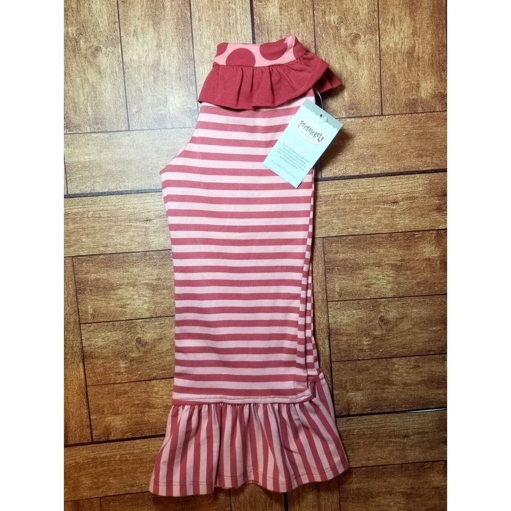 NWT PERSNICKETY Brick Red and Coral Cotton Polka Dot Striped Ruffled Pant 4 year